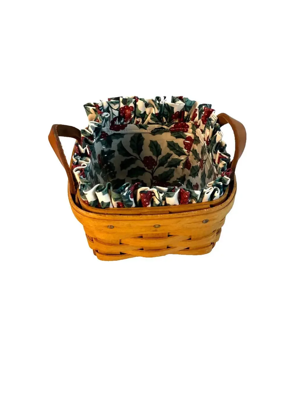 1993 Longaberger Sweet Basil Basket w/Holly Liner & Protector 5